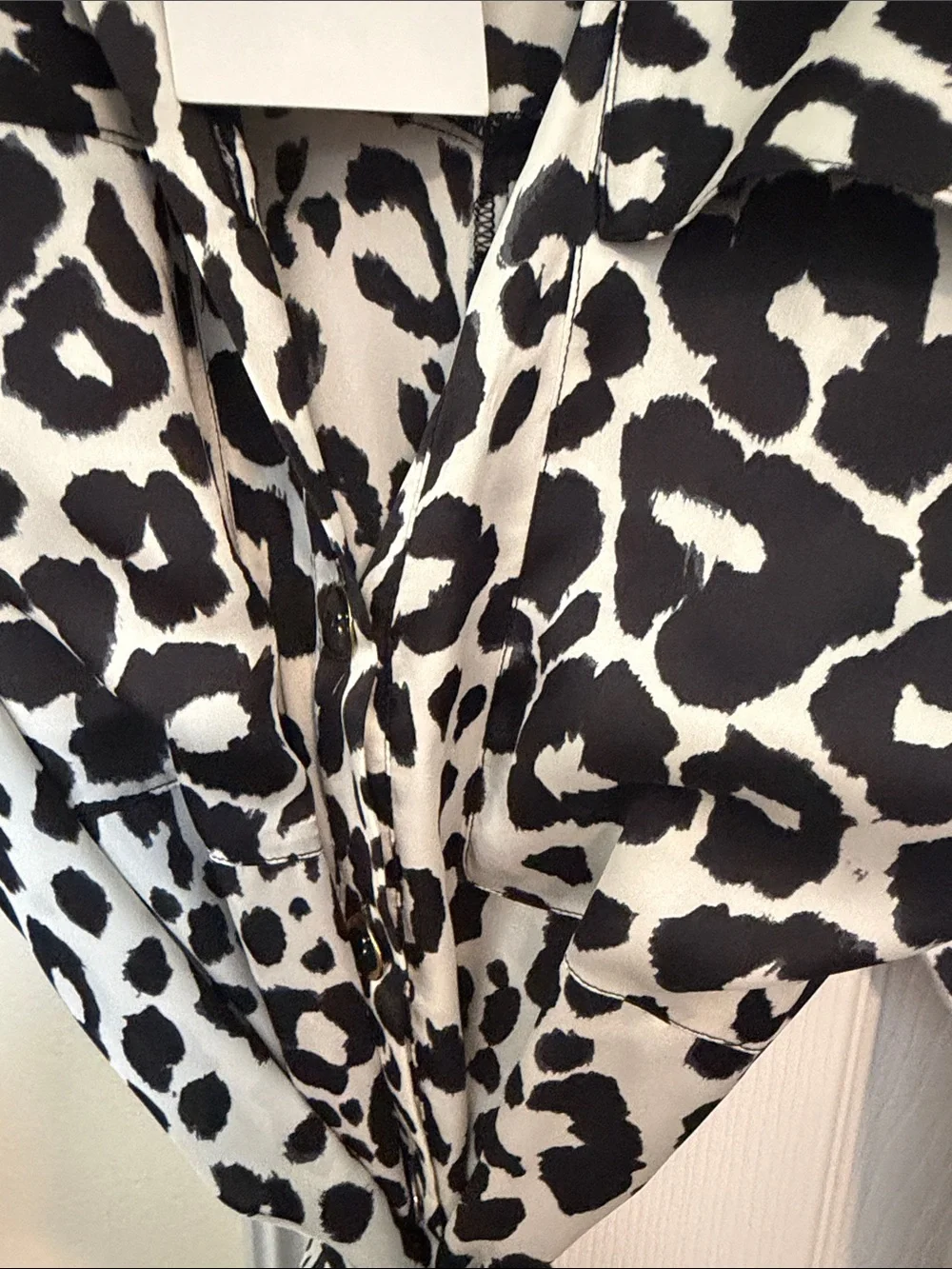 ZARA Black & White Leopard Tie-Front Button dress